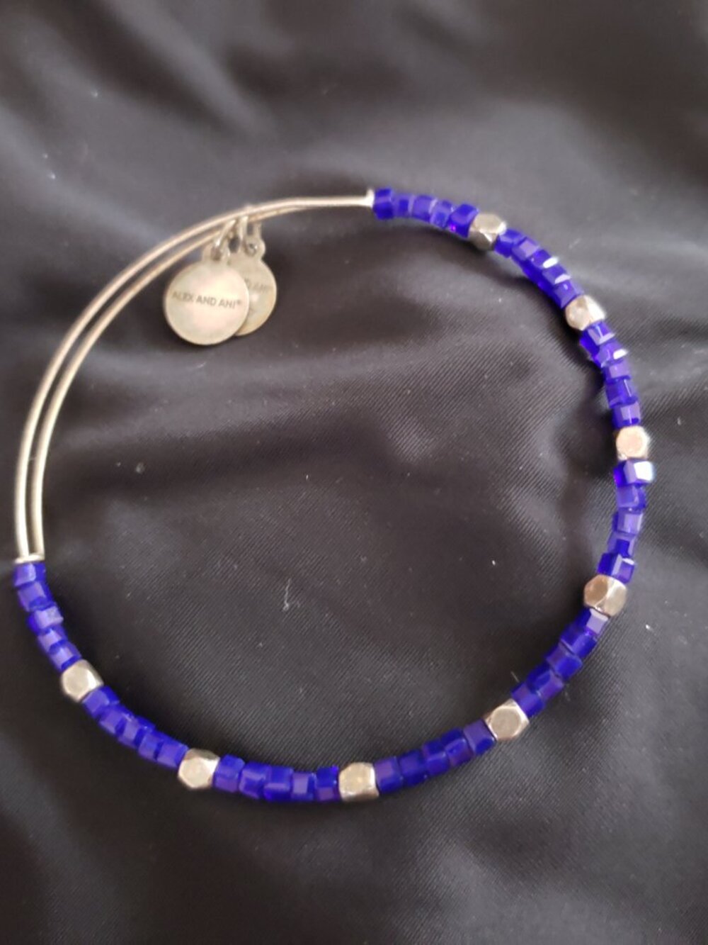 Alex and Ani Blue Beaded Charm Bangle Express Yourself LOVE A 317